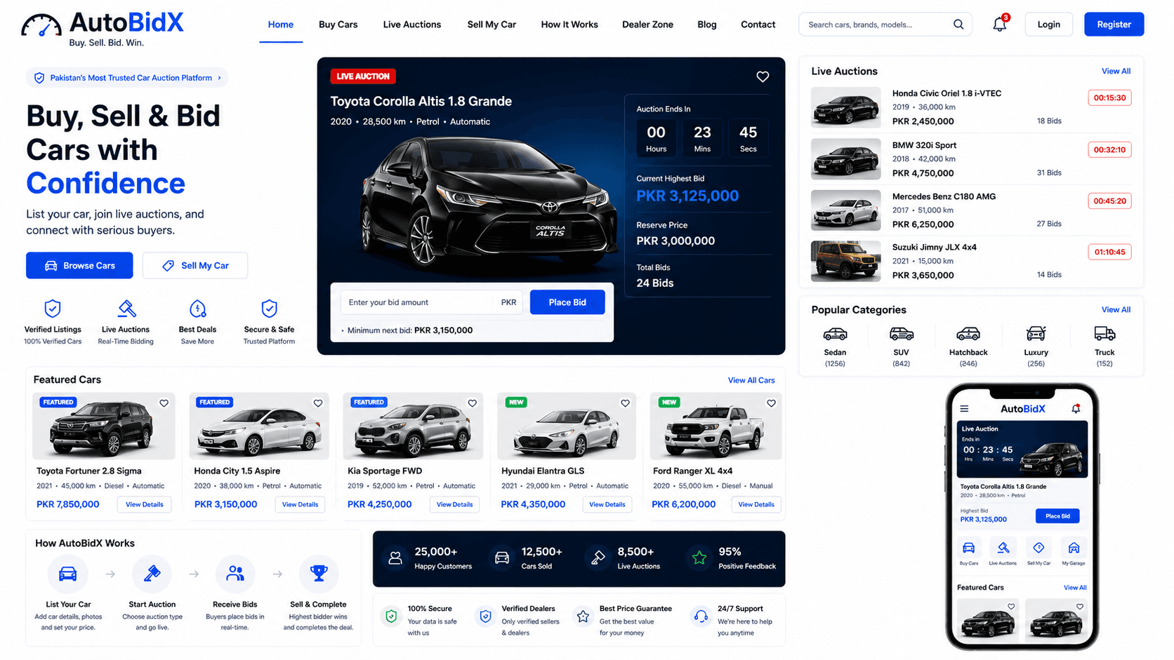 AutoBidX car auction platform preview