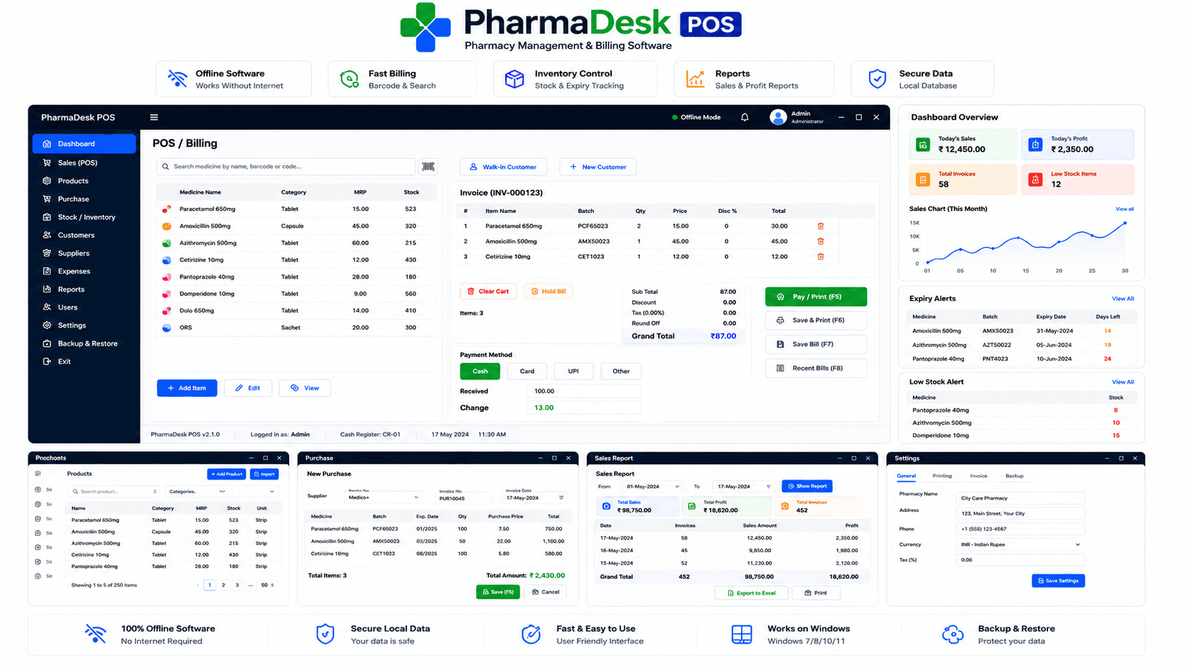 PharmaDesk POS pharmacy management software preview